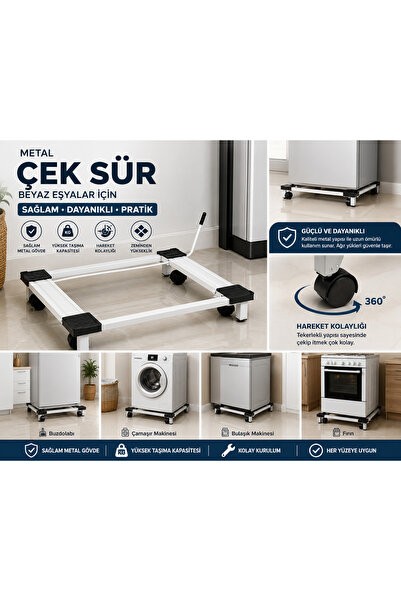 Genel Markalar Metal Çeksür Çamaşır Makinesi Ve Buzdolabı Altlığı Tekerlekli ...