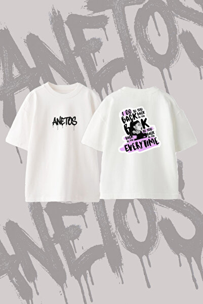 Anetos Ariana Grande_2 Design Back Printed Cotton White Oversize T-Shirt