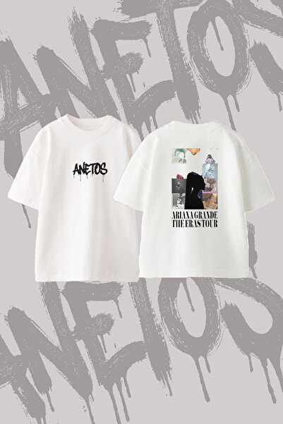 Anetos Ariana Grande_18 Design Back Printed Cotton White Oversize T-Shirt