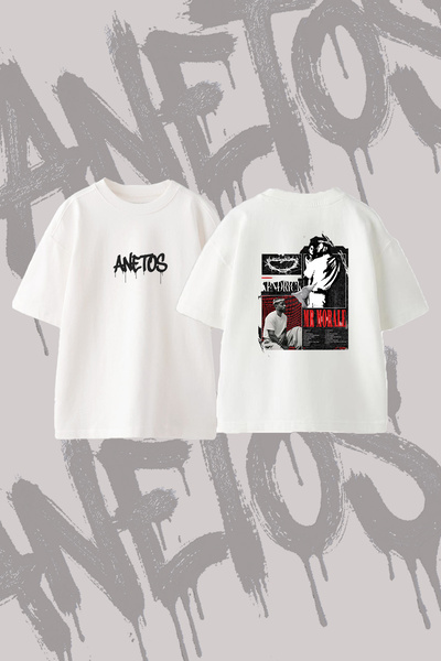 Anetos Kendrick Mrmorale Design Back Printed Cotton White Oversize T-Shirt