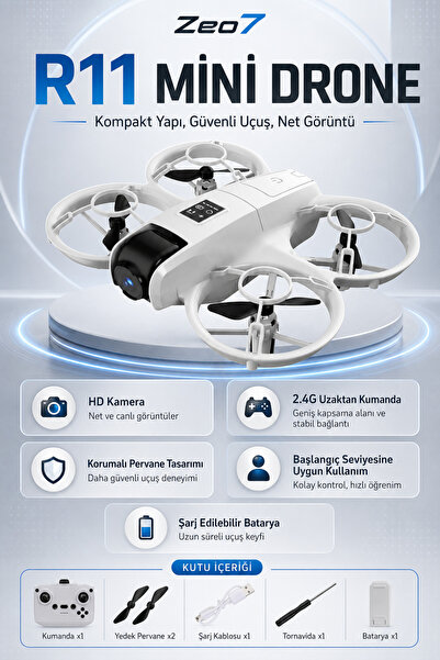 Zeo7 4K Çift Kameralı Mini RC Drone, Engel Algılama, Optik Akış, FPV, 360° Ta...