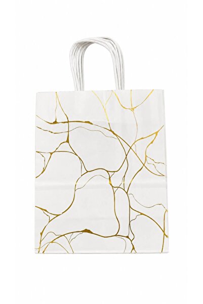 TOHFA Ysmile Luxury White Marble Paper Gold Line Pattern Gift Packaging Bag 1...