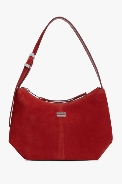 Tommy Hilfiger TJW SLOUCHY SUEDE SHOULDER BAG Kadın Kırmızı Çanta - AW0AW18859