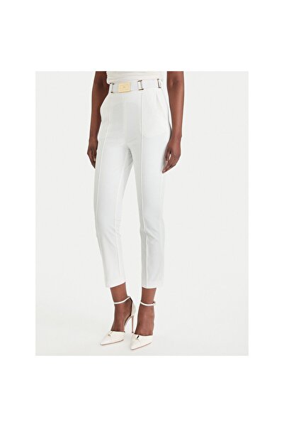 Elisabetta Franchi Pantaloni de damă din material textil PA13261E2 Alb