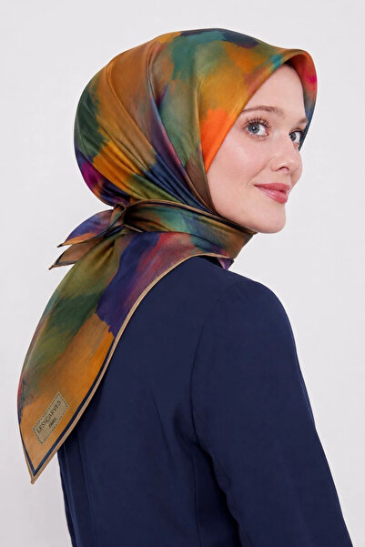 Lesscarves Cotton Silk Scarf Tie-Dye Patterned Ls2204 11-Turmeric-Multicolor
