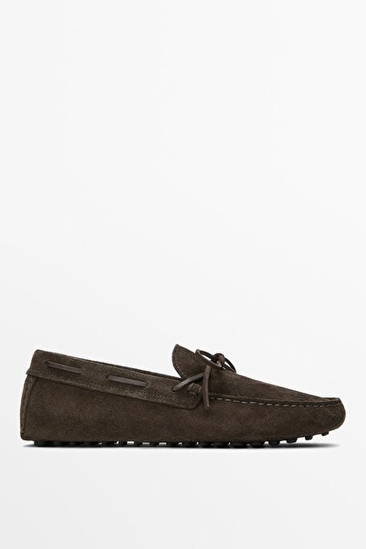 Massimo Dutti Bağcıklı yumuşak deri loafer