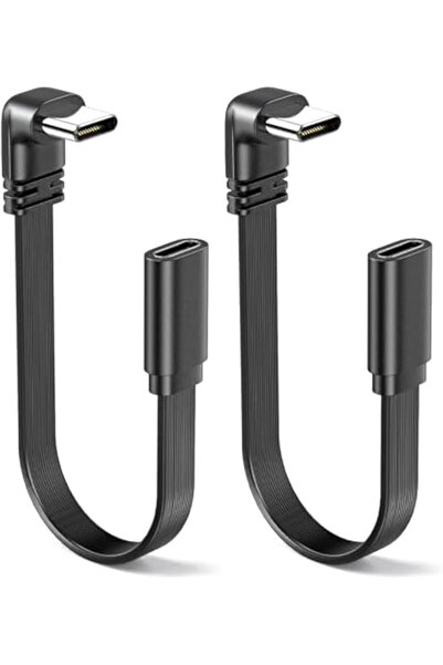Generic قطعتان من كابل تمديد TYPE-C، كابل USB C إلى USB C، كابل شحن سريع بزاو...
