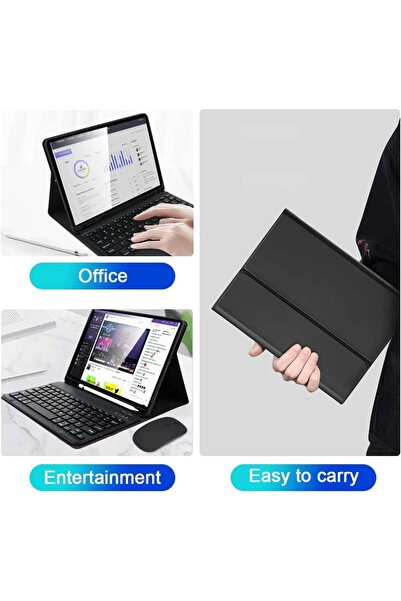 SIGLOO Husă cu tastatură și mouse Wireless Bluetooth pentru Xiaomi Redmi Pad SE 8.7 Negru