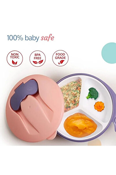 Yallabena Baby Feeding Bowl Set with Lid, Suction Cup, Spoon and Fork – Stage...