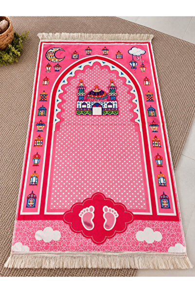 OBRNHOMEN 3 Digital Printed Children's Prayer Mats |   Soft Textured |   Pink