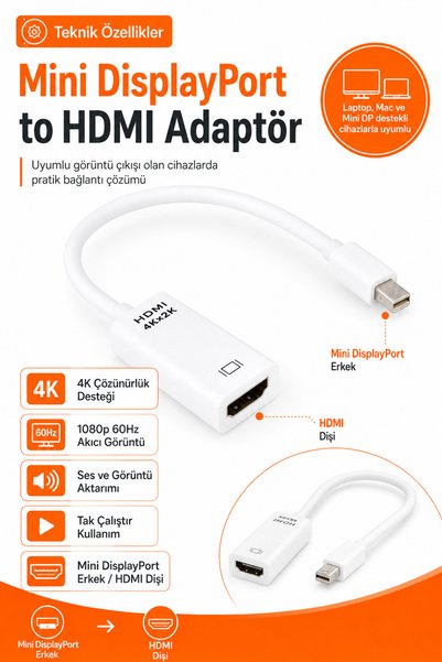 Anunnaki Mini Displayport to HDMI Adapter Converter 4K 1080P 60Hz Laptop Mac Monitor Tv Projector Compatible