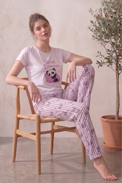 Farya Home Short Sleeve Patterned Summer Women's Pajama Set