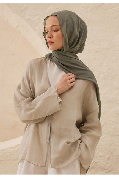 Freshscarfs Σάλι Ράμι Βισκόζης Καστανό Χακί