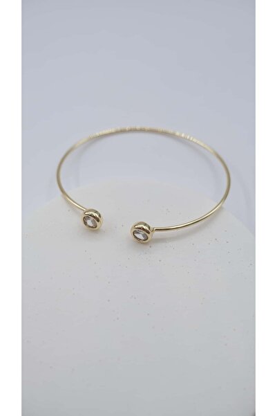 Jerie Zircon Stone Detail Thin Handcuff Bracelet