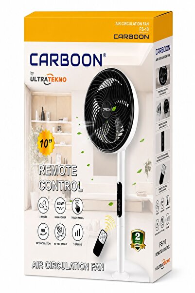 ULTRATEKNO FS-1683HR 10 İnç Hava Sirkülasyonlu Vantilatör 80W Uzaktan Kumandalı Dokunmatik Sessiz Ayaklı Fan 90° Salınımlı Zemin Vantilatör