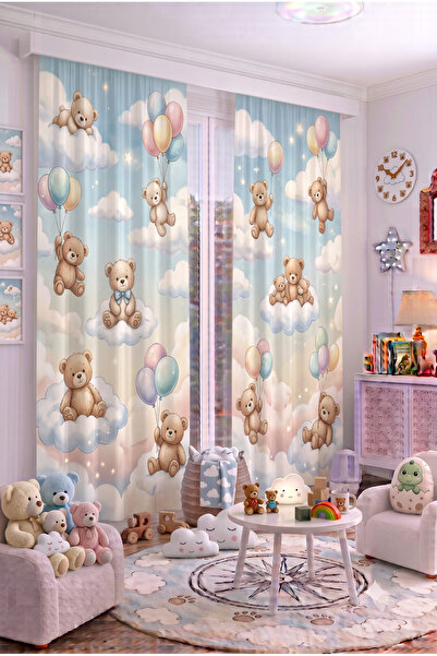 EFSANE PET 140X260 cm 2 Wings Baby Kids Room Background Curtain Patterned Dec...