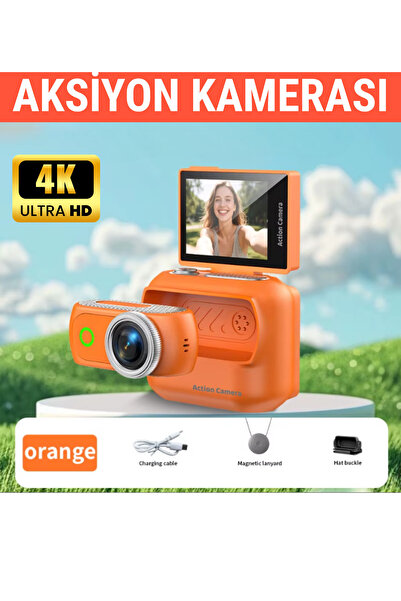 RAYLAX Aksiyon Kamerası 4K Mini 360° Ayrılabilir Kamera Tak Çıkar 180° Döner ...