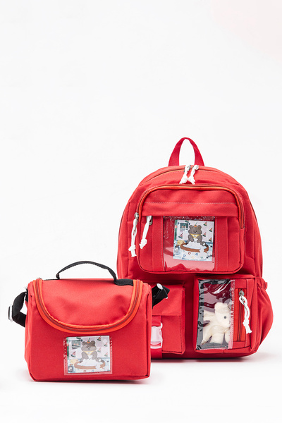 WANDER BAG Kawaii Teddy Bear Design 2-Piece School Bag Set - Backpack and Lun...