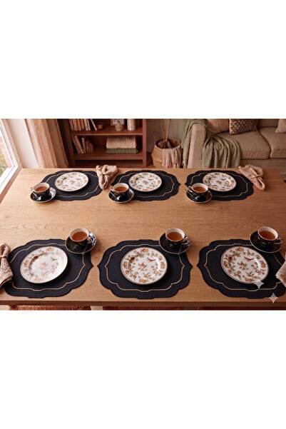 vipceyiz 6 Pieces Black and Gold American Service Set