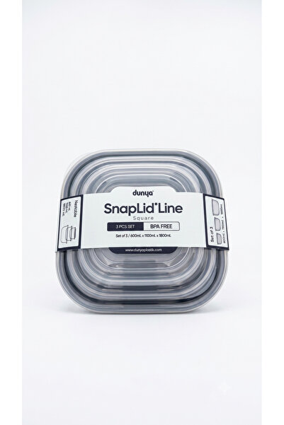 SnaplidLine 3’Lü Kare Saklama Kabı (1800mL-1100mL-600mL)