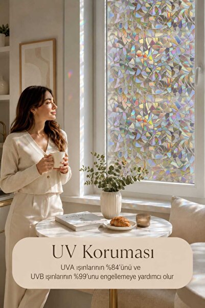 Deconitte Static Glass Film Prismatic Light Effect 60X100Cm Decorative Patterned Frosted Glass Coating Window