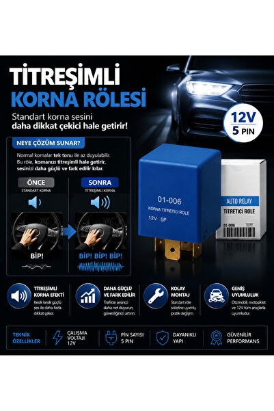 DuoLight Titreyen Korna Rölesi (Kesici Röle) 12V 30A 5 Uçlu Korna Titretici U...