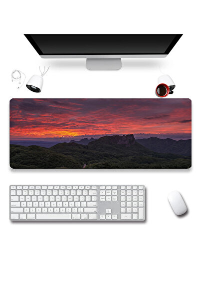 SonicTouch Keyboard Mousepad 32X70Cm Red Horizon Seamless Smooth Liquid-Proof...