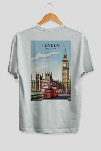 Ankhises Λονδίνο Αγγλία 2 Λευκό Oversize Country City Back Printed Unisex T-S...