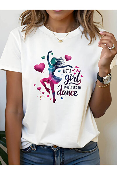 12 HERTZ تي شيرت مطبوع عليه عبارة "JUST A WHO LOVES to Dance"، قميص كاجوال بأ...