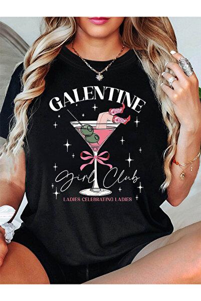 12 HERTZ Women'S Galentine Club T-Shirt | Cocktail Decor Slogan Casual Short ...