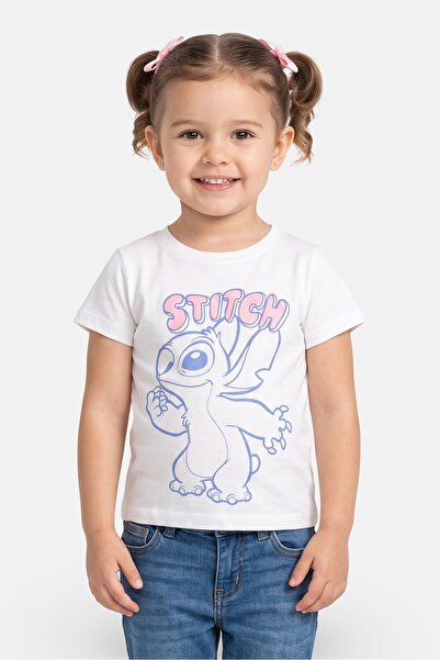 Disney Toddlers Girl Lilo And Stitch Short Sleeve Top, White