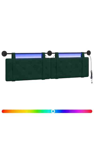 vidaxl Tăblie de pat suspendată Cu lumină LED Verde închis Catifea