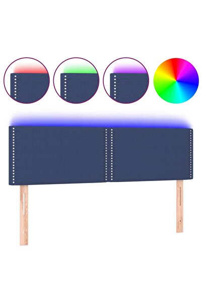 vidaxl Tăblie de pat cu LED, albastru, 144x5x78/88 cm, textil