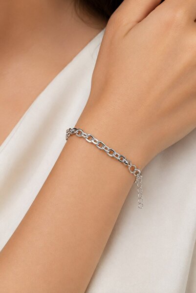 OGHAMAY Silver Color Crushed Chain Unisex Steel Bracelet - 3876