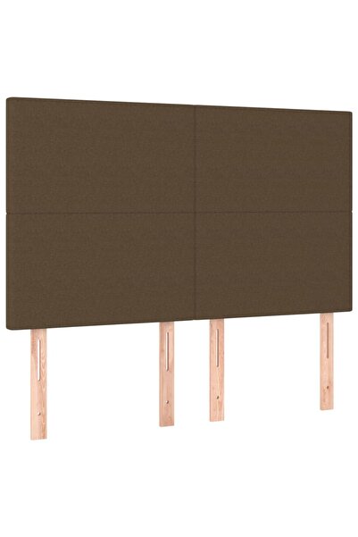 vidaxl Tăblie de pat maro închis 144x5x118/128 cm, material textil