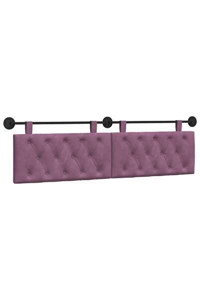 vidaxl Tăblie de pat suspendată Cu lumină LED Violet Catifea
