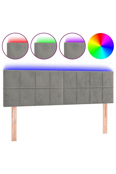 vidaxl Tăblie de pat cu LED, gri deschis, 144x5x78/88 cm, catifea