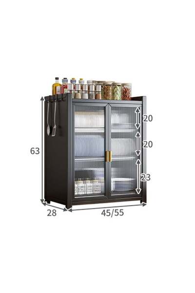 sharpdo Home Kitchen Dish Storage Cabinet With 4 Storage Hooks, 1/2/3-Layer T...
