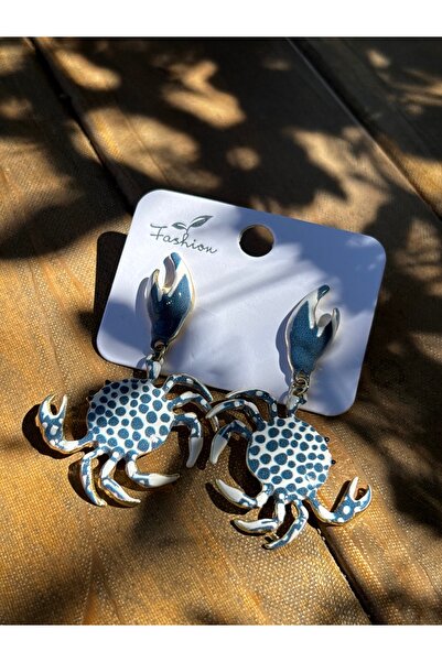MODA Maisonlune Summer Trend Blue Enamel Crab Figured Dangle Earrings for Women
