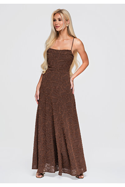 Larica Women's Maxi Dress, Fitted Top with A-Line Skirt LA-OM-DLR379
