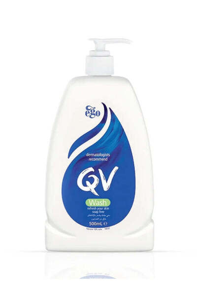 Qv غسول - منظف لطيف للوجه والجسم للبشرة الحساسة، 500 مل