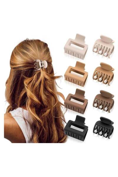 Arabest Hair Claw Clips Set,2 Pcs,Medium Size,Matte Rectangular,Double-Row Te...