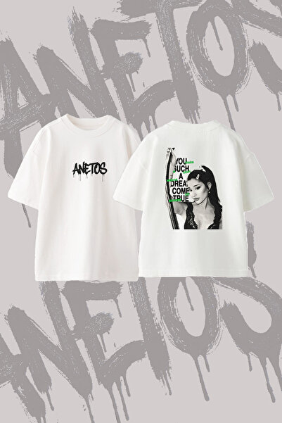 Anetos You Such Design Back Printed Cotton White Oversize T-Shirt