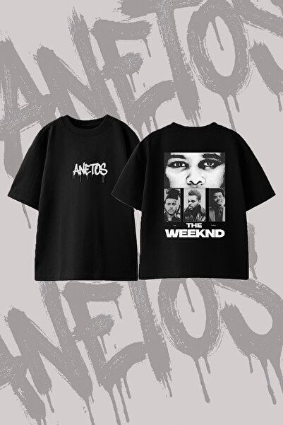 Anetos تي شيرت The Weeknd_98 ذو تصميم مطبوع من الخلف مصنوع من القطن باللون ال...