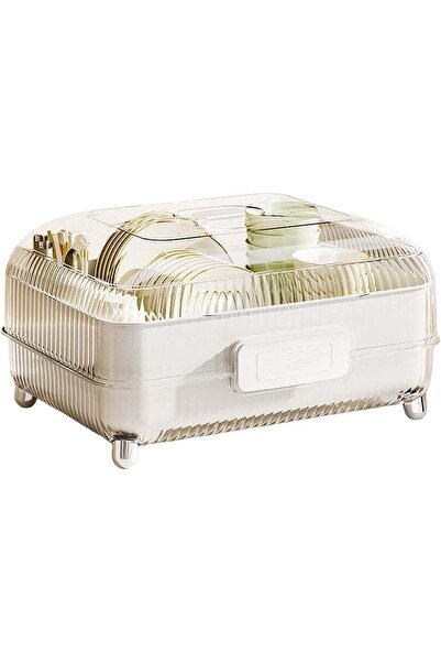 Generic Dish Drying Rack - Divided Dust-Proof Transparent Cutlery Rack | Dish...
