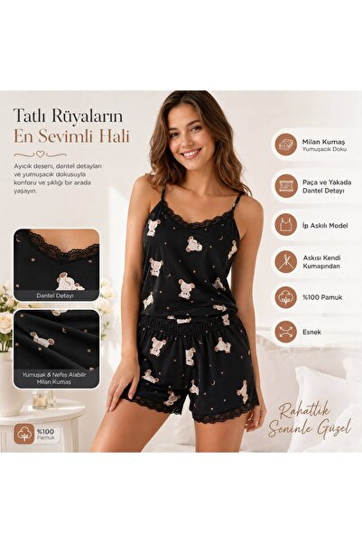 Gizem iç giyim Top and Bottom Pajama Set with Shorts, Soft Fabric