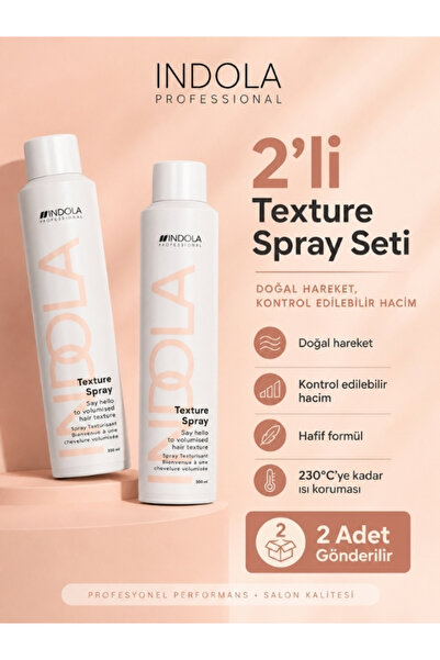 Indola Texture Spray Yapışmayan Formüllü Isı Korumalı Saç Spreyi 300 ml(2 Adet)