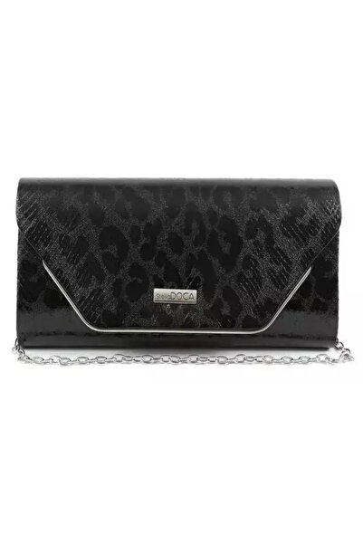 DOCA Γυναικεία βραδινή τσάντα clutch 22094 μαύρη