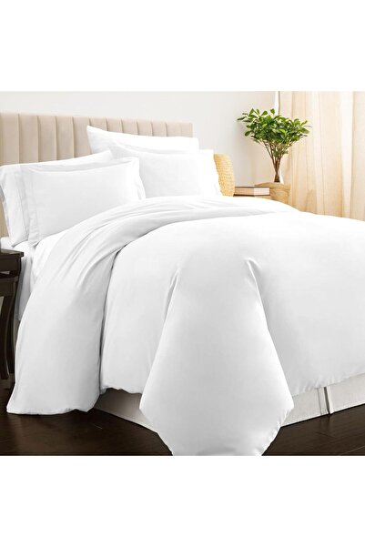 PIZUNA Pure 100% Cotton GCC King Duvet Cover 220x240 cm White, 400 Thread Cou...