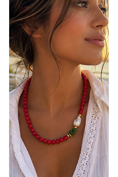 nevaastil takı & aksesuar Crimped Coral Natural Stone Baroque Real Pearl Cora...